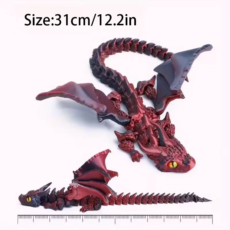 3D Magic Dragon Sculpture Statue with Random Color Changing Mysterious Eyes, Festive Home Ornament for Living Room Kitchen
