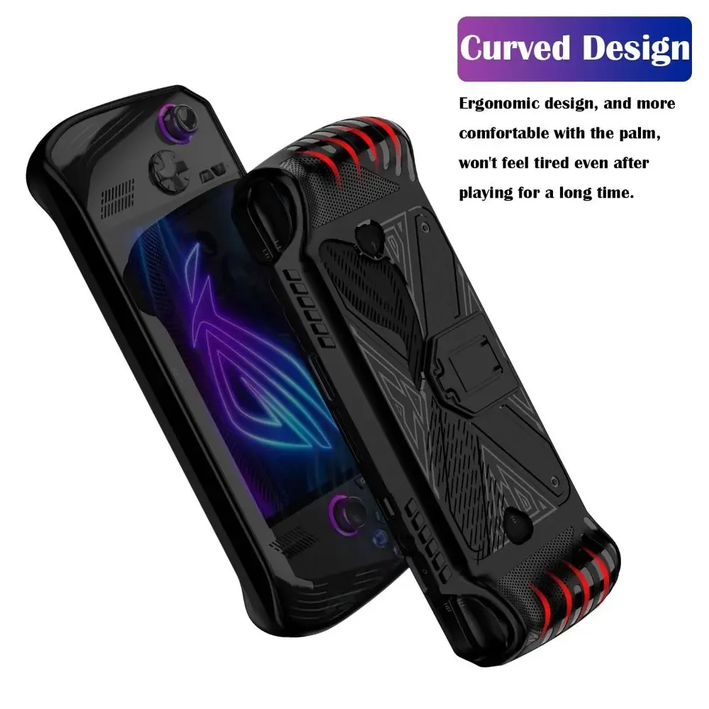 

For ASUS ROG Ally X 2024 TPU Protective Case Shockproof Soft Shell with Kickstand for Handheld Console Anti-Slip Grip