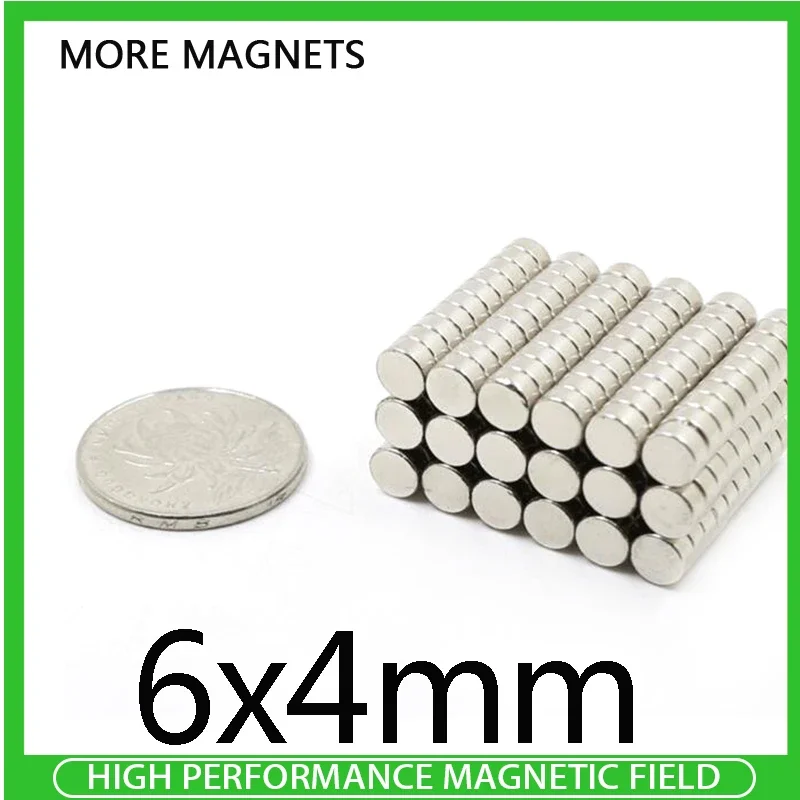 100/200pcs 6x4mm Permanent Small Round Magnet 6mmx4mm Neodymium Magnet Dia Mini Strong Magnetic Magnets