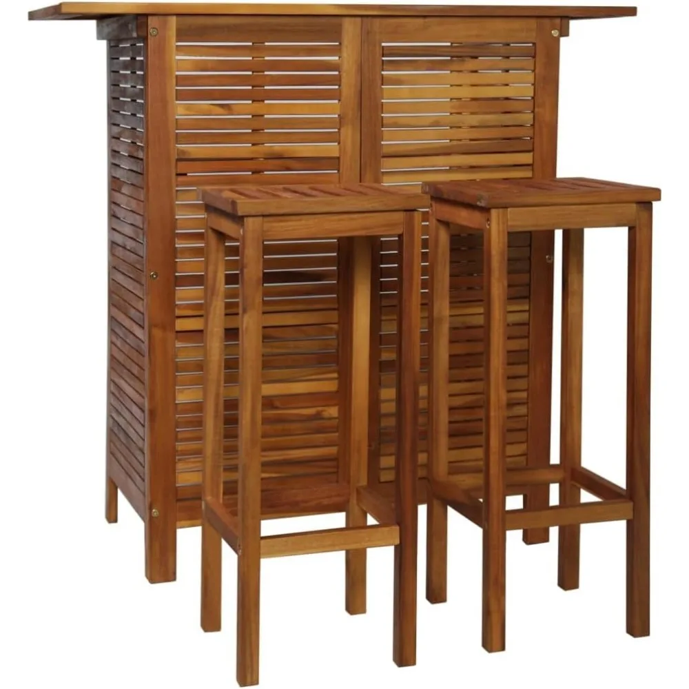 

Bar Table and Chair Set 3 Piece, Dining Table Set for Outdoor, Bar Table for Garden Yard, Patio Bar Stool, Farmhouse Style