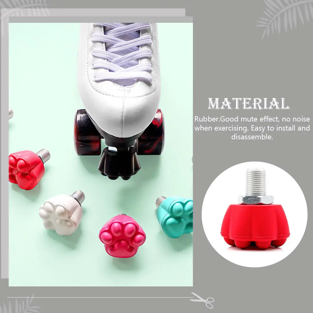 2pcs Roller Skate Brake Wear Resistant Non Easy Install Skating Stoppers Toe Guards Rubber Double Row Skates