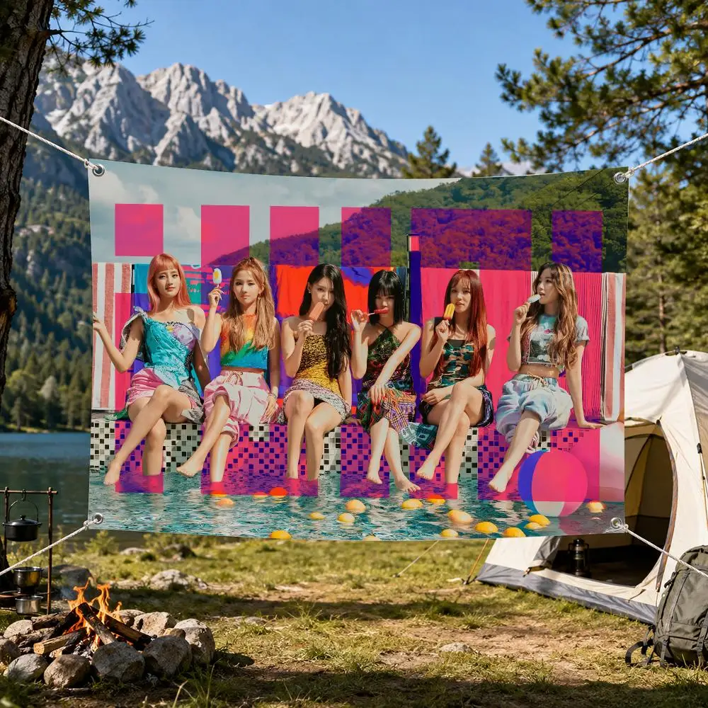 Kpop Girls G-GIDLE (G)I-DLE Flags Aesthetic Wall Tapestry Printed Wall Hanging Living Room Party Outdoor Decor