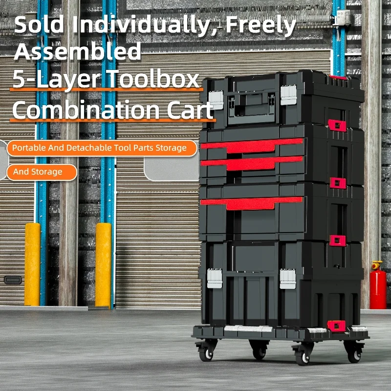 

Stackable Tool Box Set,5-Layer Detachable Tool Organizer with Drawers,Heavy Duty Large Capacity Portable Toolbox for Auto Repair