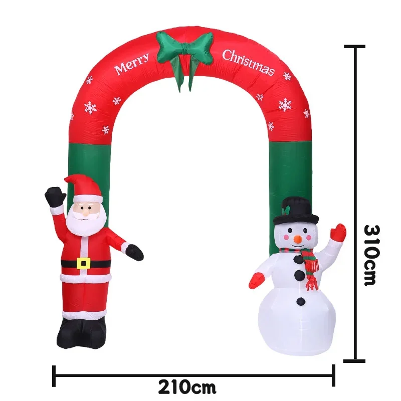 

2024 3.1-meter 9-light Santa Claus Snowman Christmas Arch Inflatable Ornament Outdoor Garden And Courtyard Decoration Gifts