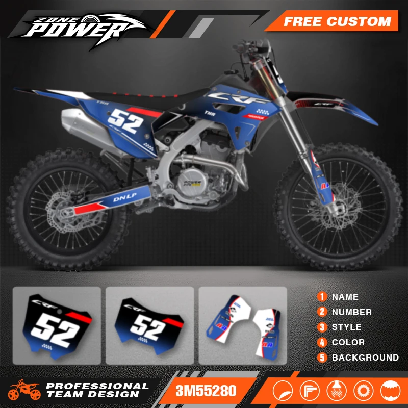 Powerzone Motorcycle Graphic Decal Stickers Kits For Honda CRF250RX 2022-2024 CRF450RX 2021-2024 Number Name Customize 12