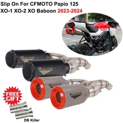 Slip On For CFMOTO Papio 125 XO-1 XO-2 XO Baboon 2023 2024 Motorcycle Exhaust Escape Link Pipe 2 Muffler Left & Right DB Killer