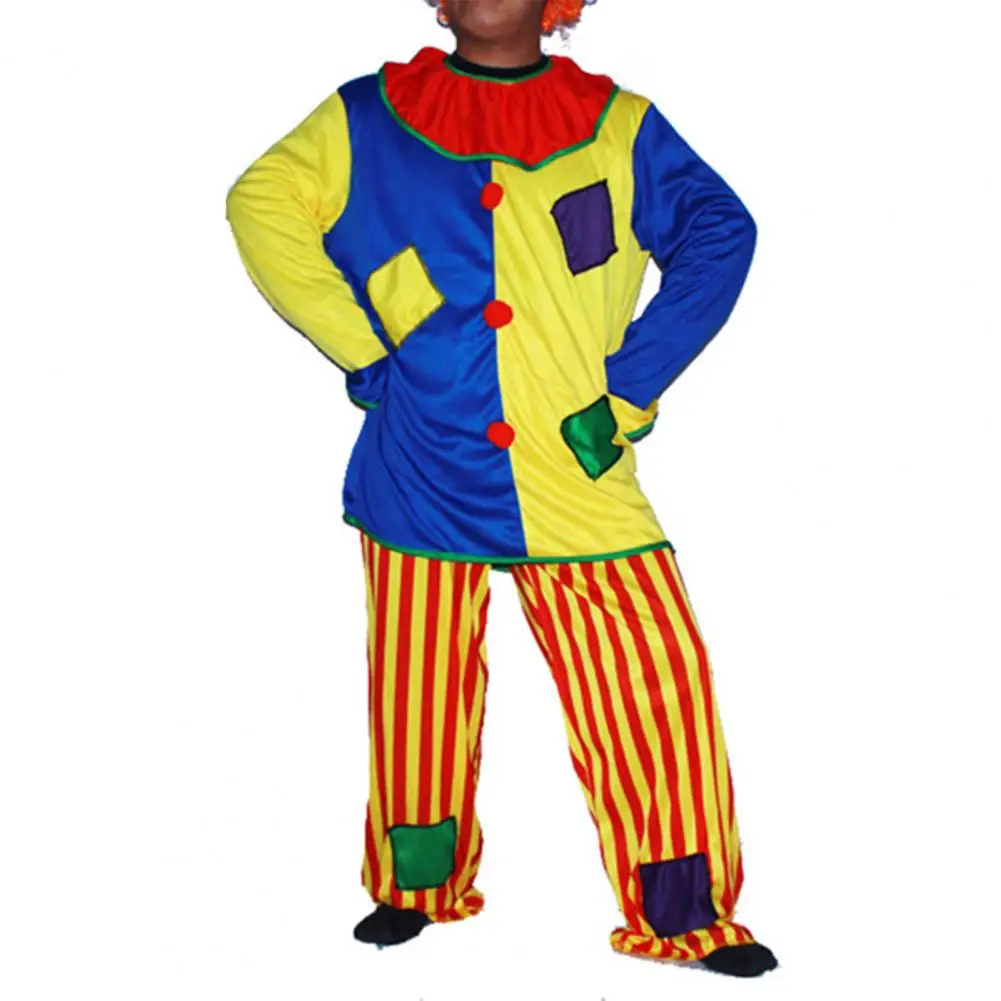 Pantaloni con cintura elasticizzata tuta vibrante Costume da Clown per adulti Set per un facile divertimento Joker Cosplay alla festa di carnevale di natale per gli uomini