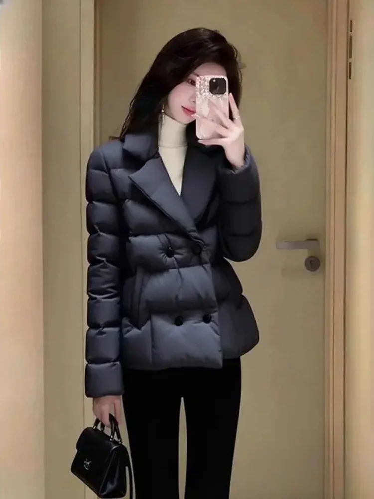 

Sli Bla Thiened Warm Cotton Jaet ort Quilted Outerwear Winter Clothes Korean Sle Small Size Coat for Women