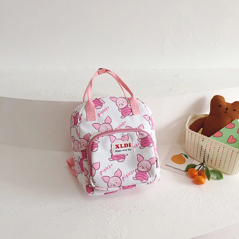 Cartoon Print Mochila para meninas, Pink Princess School Bags, Kids Satchels, Kindergarten Bookbag