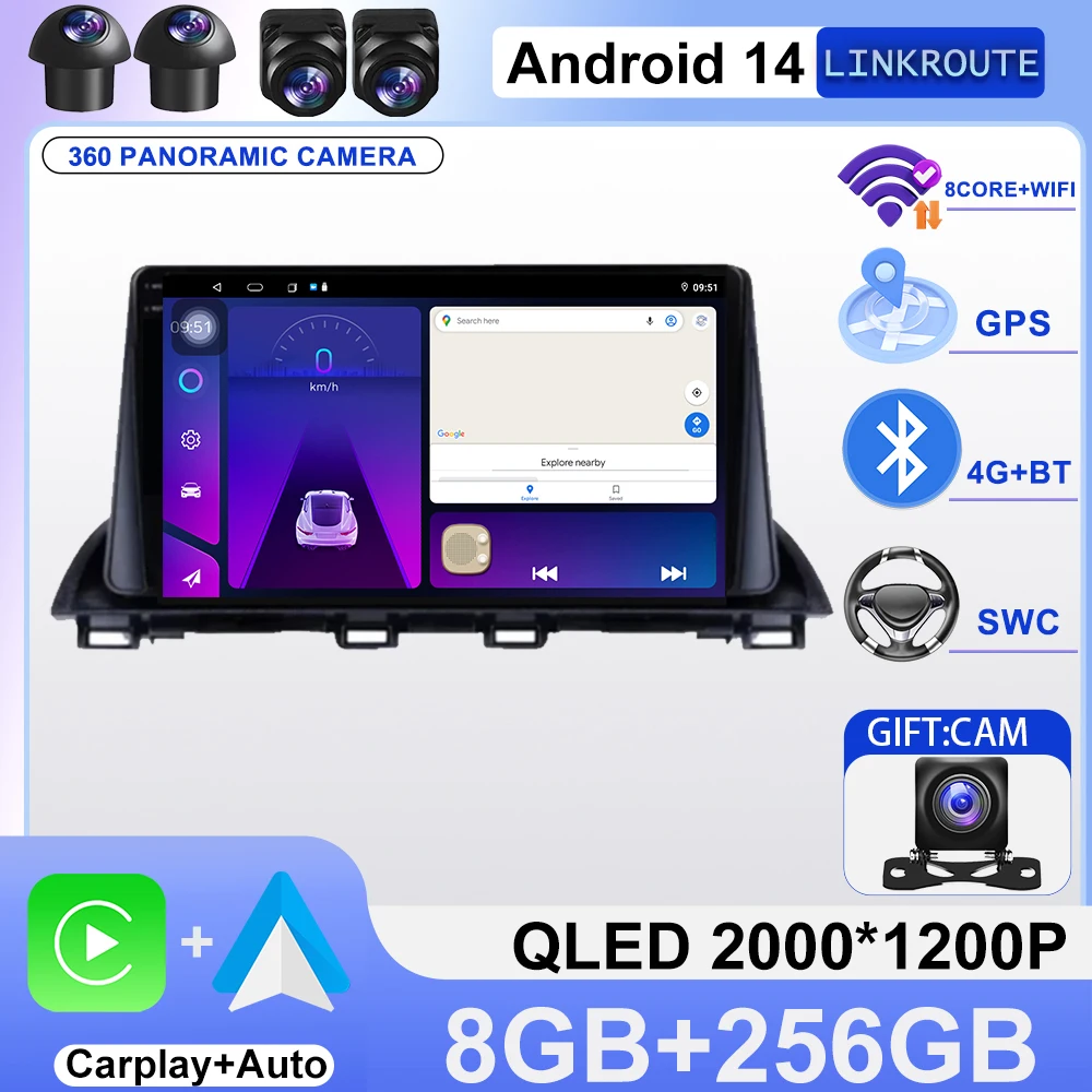 

Android 14 Carplay Auto Car Radio For Mazda 3 Axela 2013-2018 Stereo GPS Navigation Multimedia Video Player Autoradio Head Unit