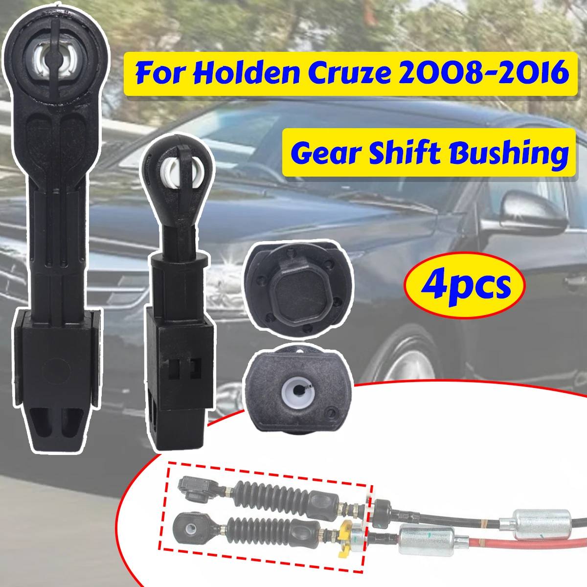 4pc for Holden Cruze 2008-2016 MT Gear Shift Cable Linkage End Rod Bushing Gearbox Shifter Lever Selector Collet Drivetrain Car