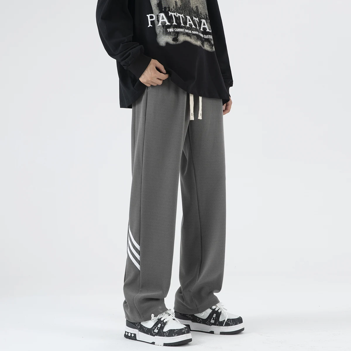 

Мужские прямые свободные брюки в стиле High Street для весны и осени, американские повседневные спортивные штаны, длинные брюки