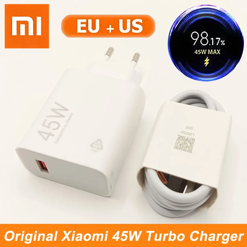 

Оригинальное зарядное устройство Xiaomi 45W EU с быстрой зарядкой Turbo, адаптер 6A, кабель Type-C для Mi 14, 13T, Redmi 15C, Poco C85x, Redmi Note 15, 14 Pro