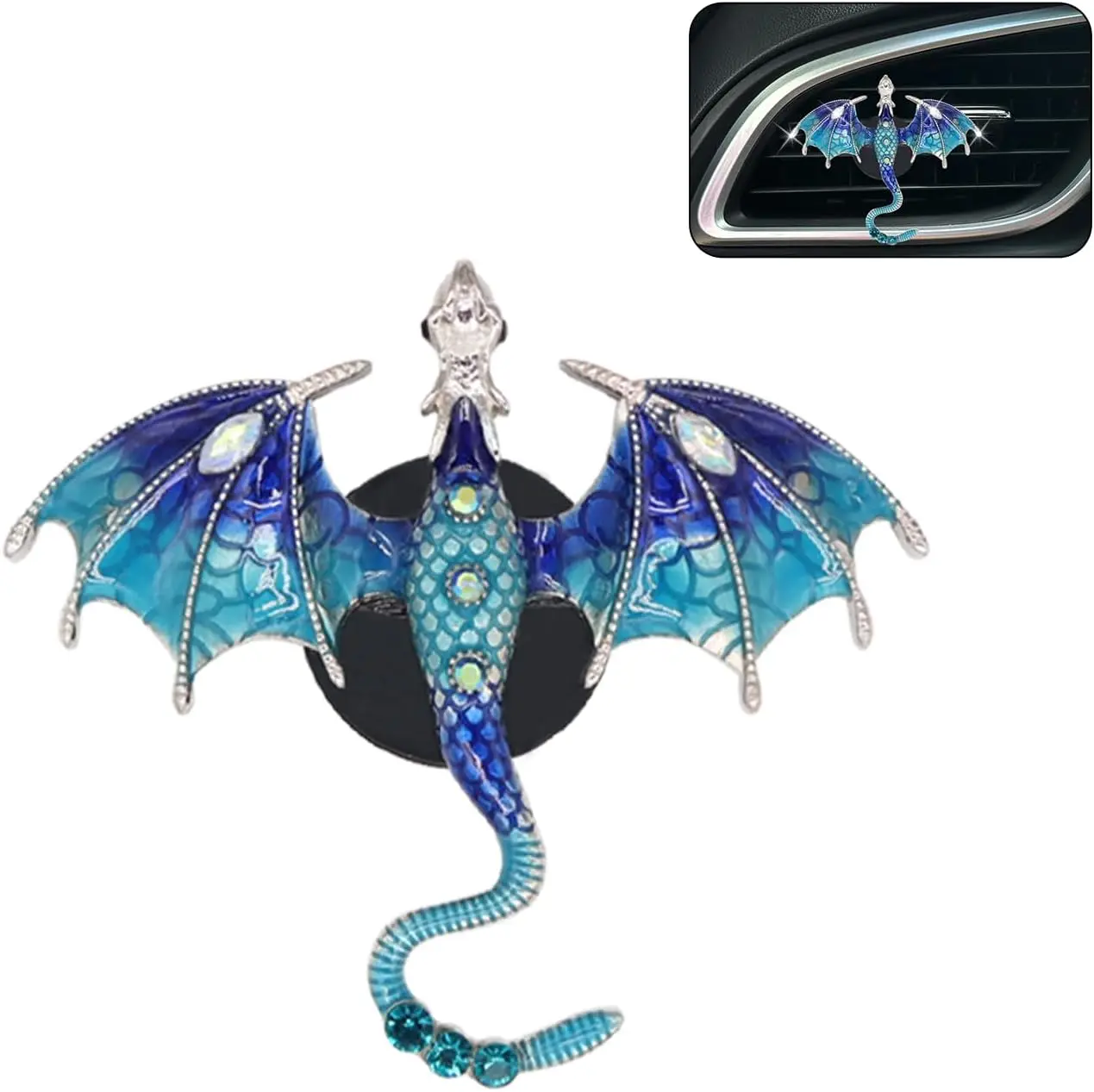 Bling Dragon Car Air Freshener Vent Clip,Cute Air Vent Clip Dashboard Decoration Accessory,Refillable Animal Diffuser