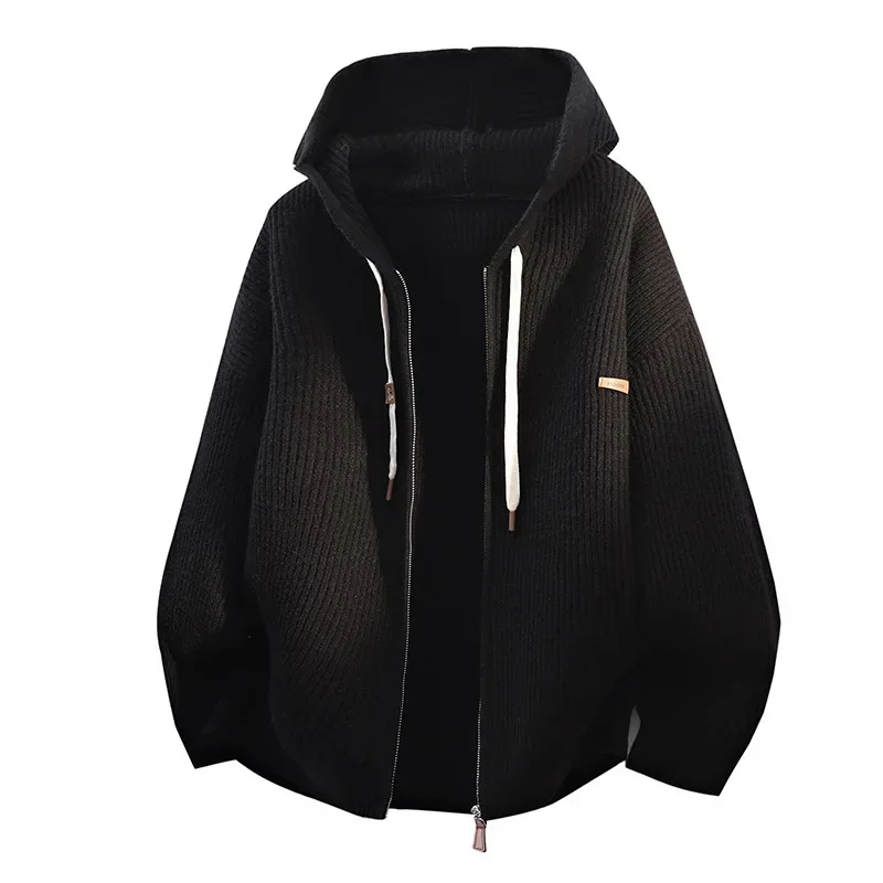 New Fashion Men Hooded Cardigans Sweatercoats Quality Male Casual Knitwear Cardigans Spring Autumn Outwear Loose Sweaters 4XL