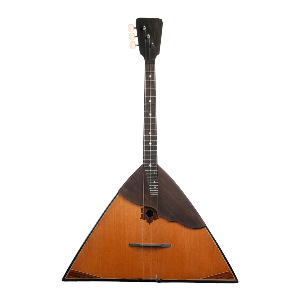 Mugig Handmade Russian Traditional Folk Instrument Balalaika Balalaika Spruce Triangular Shape 3 Strings Ebony Flamed Maple Back