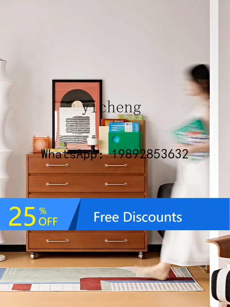 

solid wood retro chest of drawers large capacity storage living room storage bedroom bedside cabinet