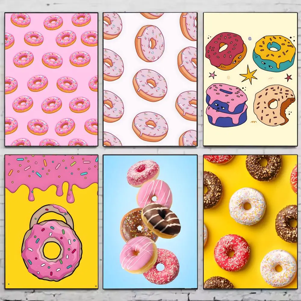 Food Fashion D-doughnut Poster HD Waterproof Self-Adhesive Wall Sticker For Room Decor, Premium Print Gift