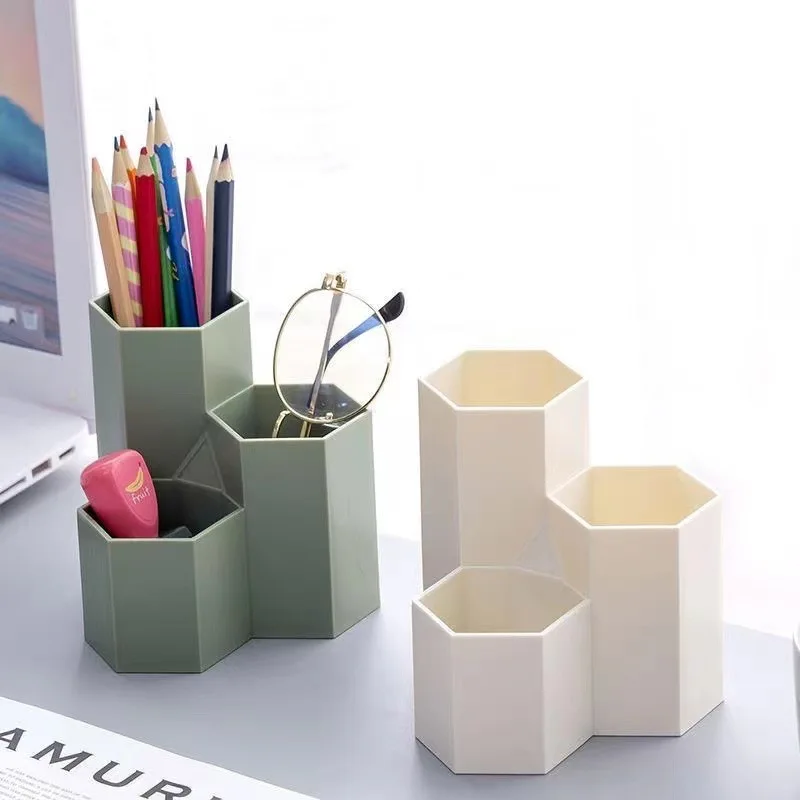 Storage Box Pen Holder Plastic Creative Pen Holder Three In One Pen Holder Multifunctional For Office Teacher Student