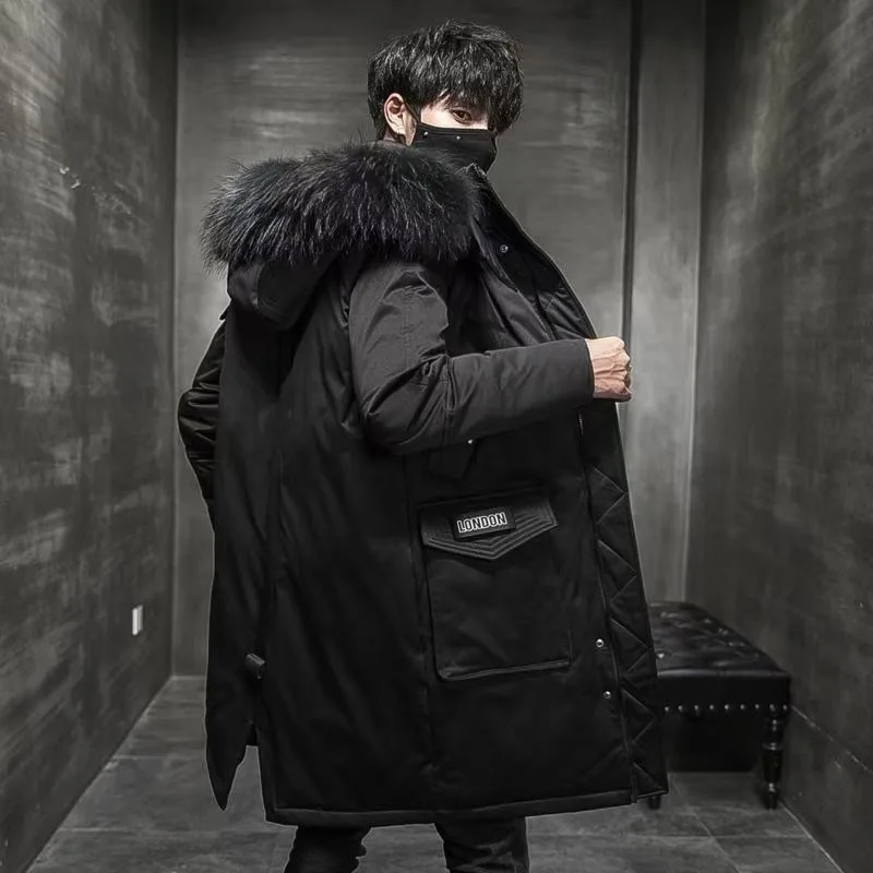 Una nueva moda, ropa de algodón blanco grueso, chaqueta para hombres y mujeres que realzan las rodillas, parejas de invierno, cálida, cómoda y a la moda