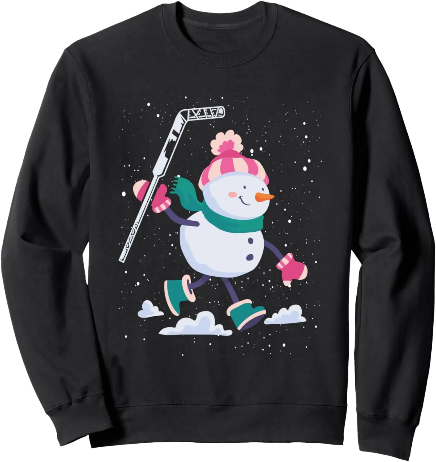 Christmas Snowman Ice Hockey Player Funny Xmas Sports Sweatshirt