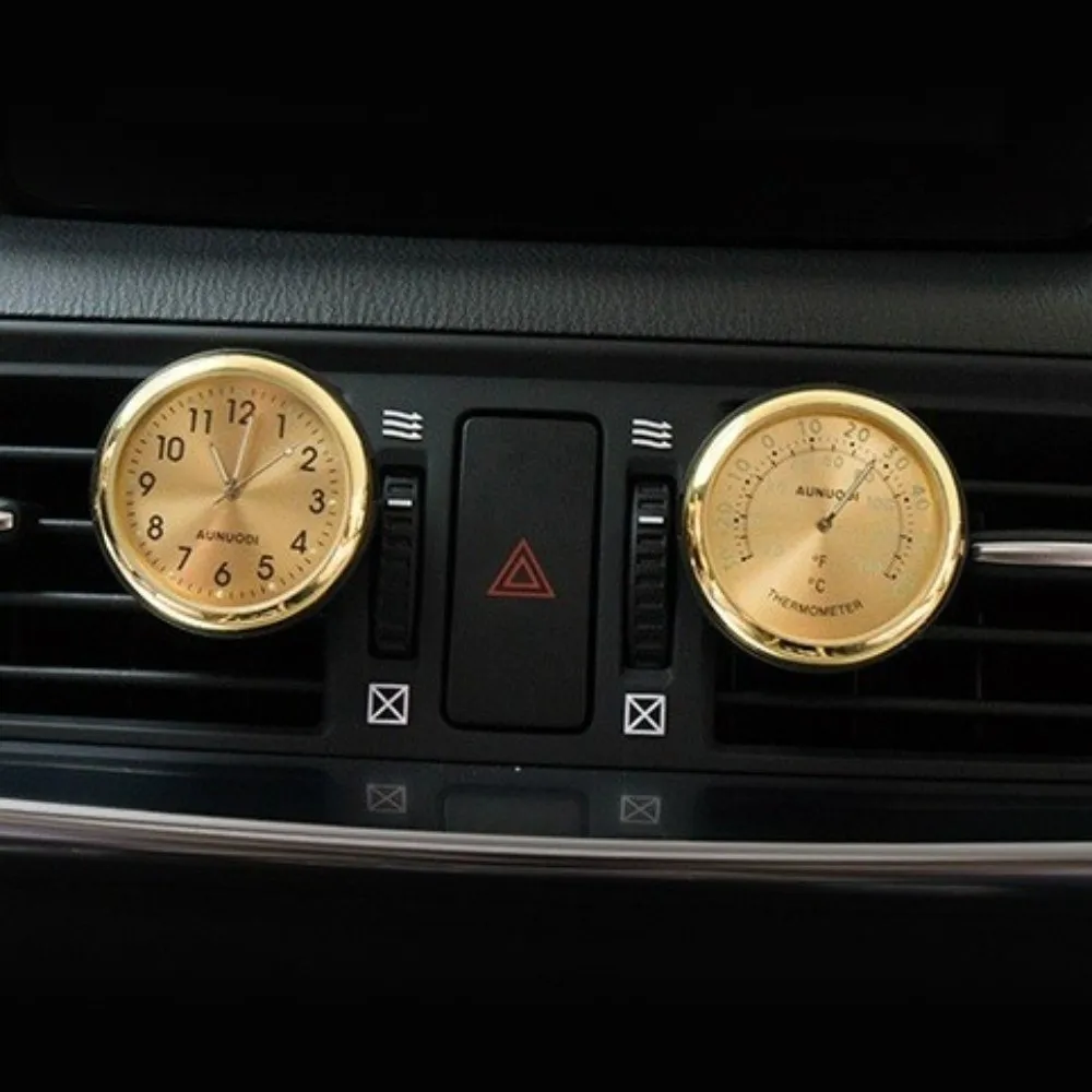 Luminous Car Mounted Thermometer 40mm Diameter Round Panel Car Digital Thermometer LED Display Car Hygrometer Automobile