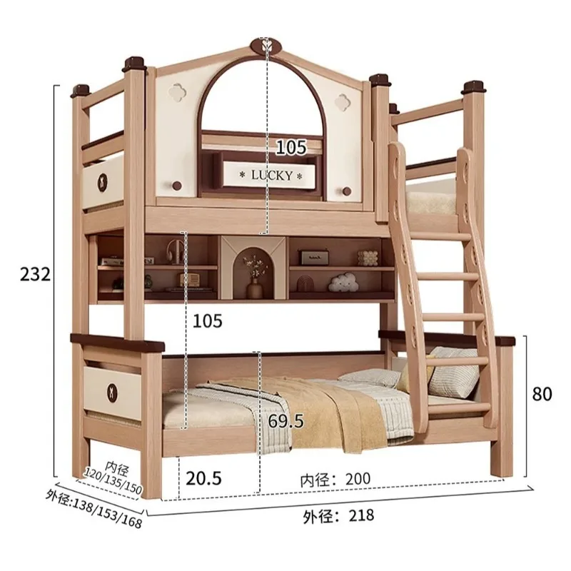 

All solid wood pure solid wood children up and down Edinburgh bunk bed high and low bed mother and child high guardrail