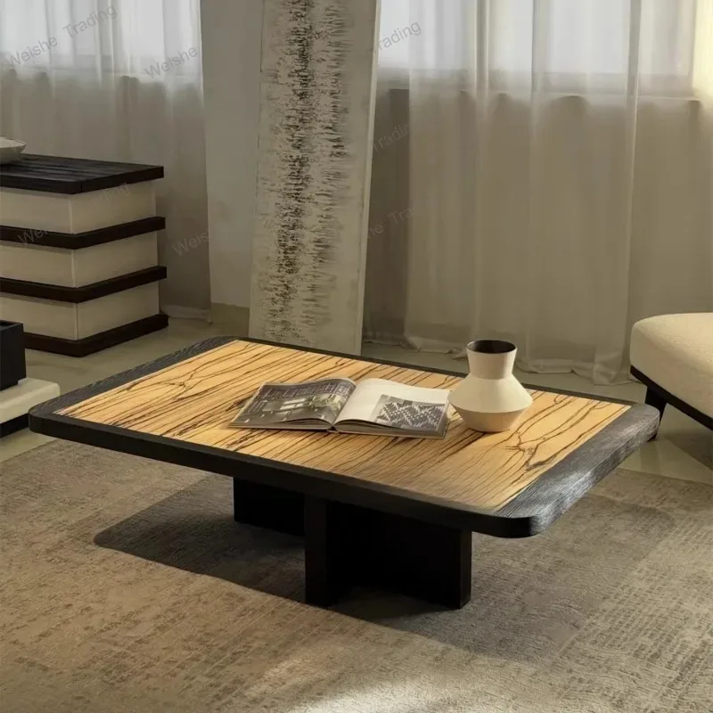 

Antique solid wood rectangular coffee table living room high-end natural wood grain countertop household coffee table