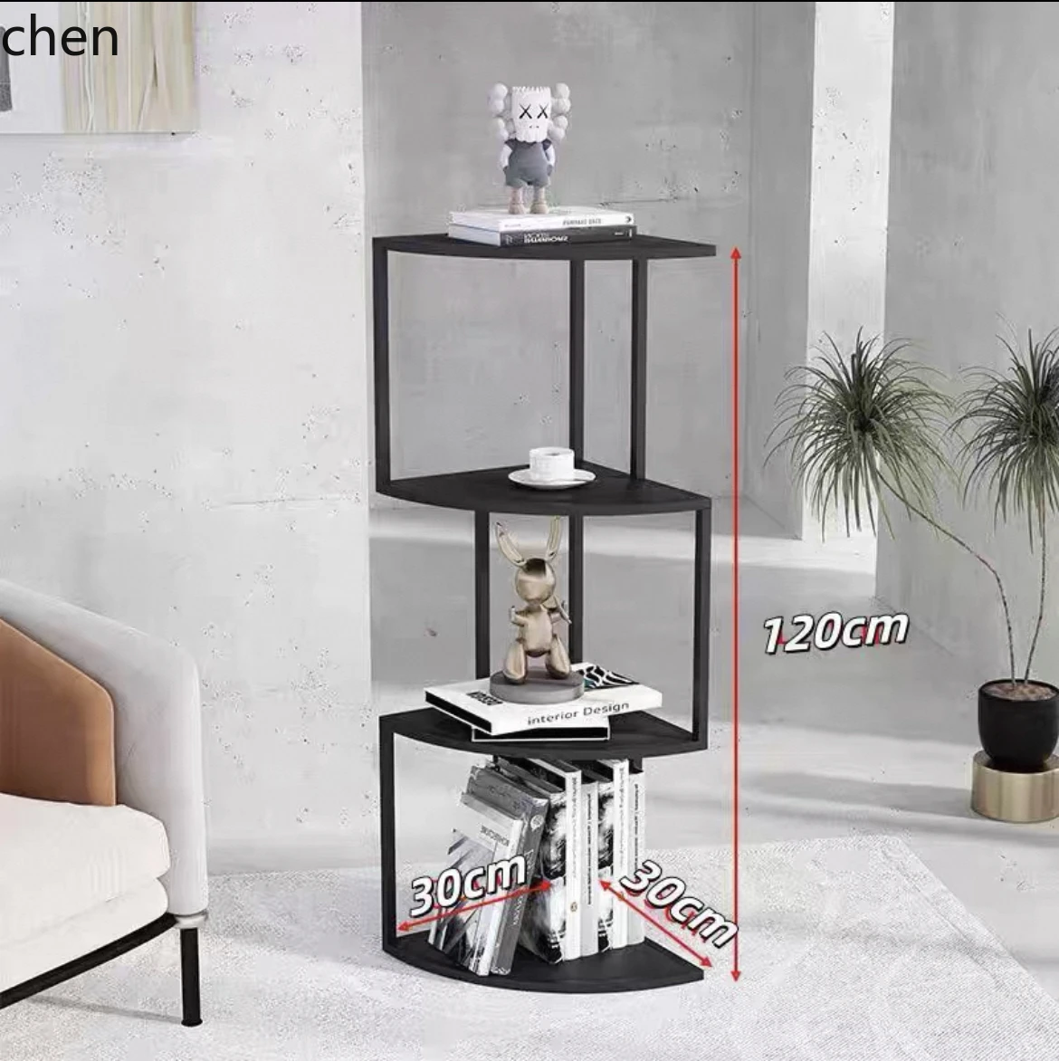 

ZML Corner Bookshelf Multi-layer Iron Art Storage Rack Living Room Corner Green Plant Figurine Book Display Rack