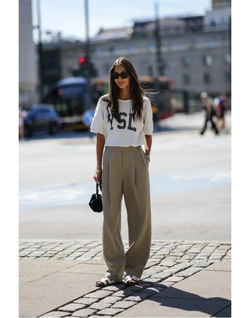 ETJ 2025 Nuovi pantaloni in crêpe da donna pendolari pantaloni casual a gamba larga all-in-one Pantaloni da tuta fresati in una varietà di colori