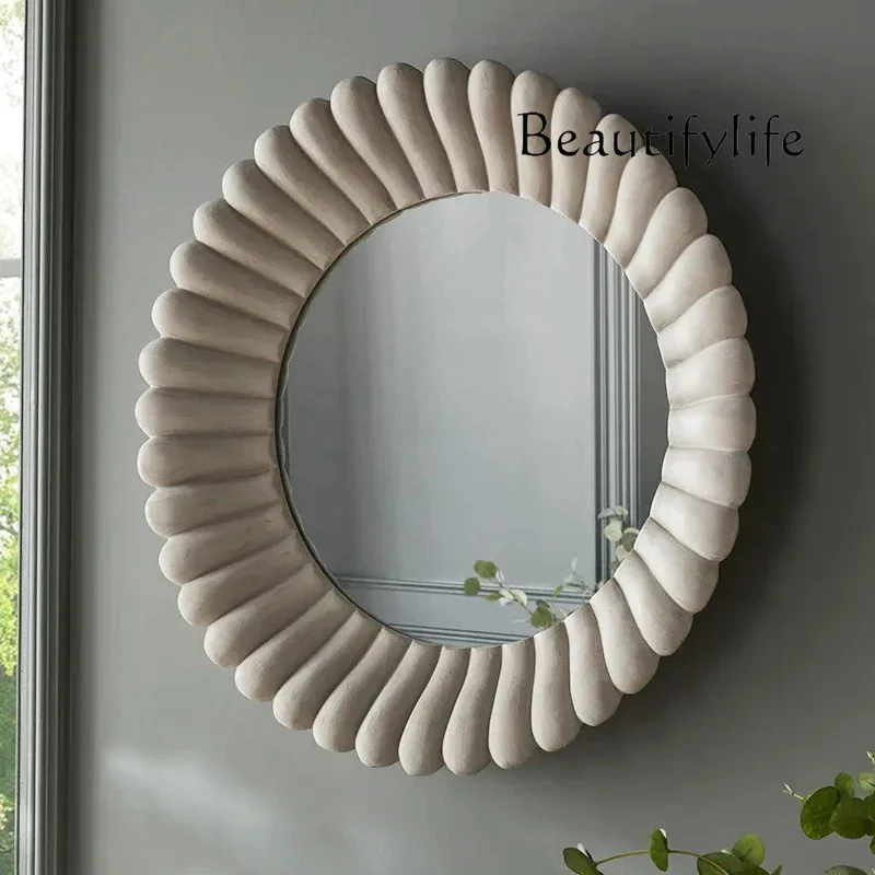 HH European round sunflower makeup mirror French living room decorative entrance mirror bathroom wall hanging fashion