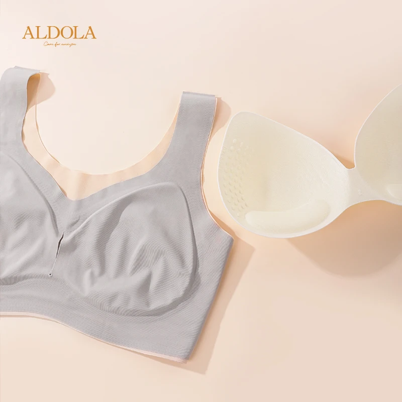 ALDOLA Bra olahraga wanita, BH tanpa kawat tanpa kelim, Bralette Push Up cakupan penuh harian perempuan Lingerie & pakaian dalam