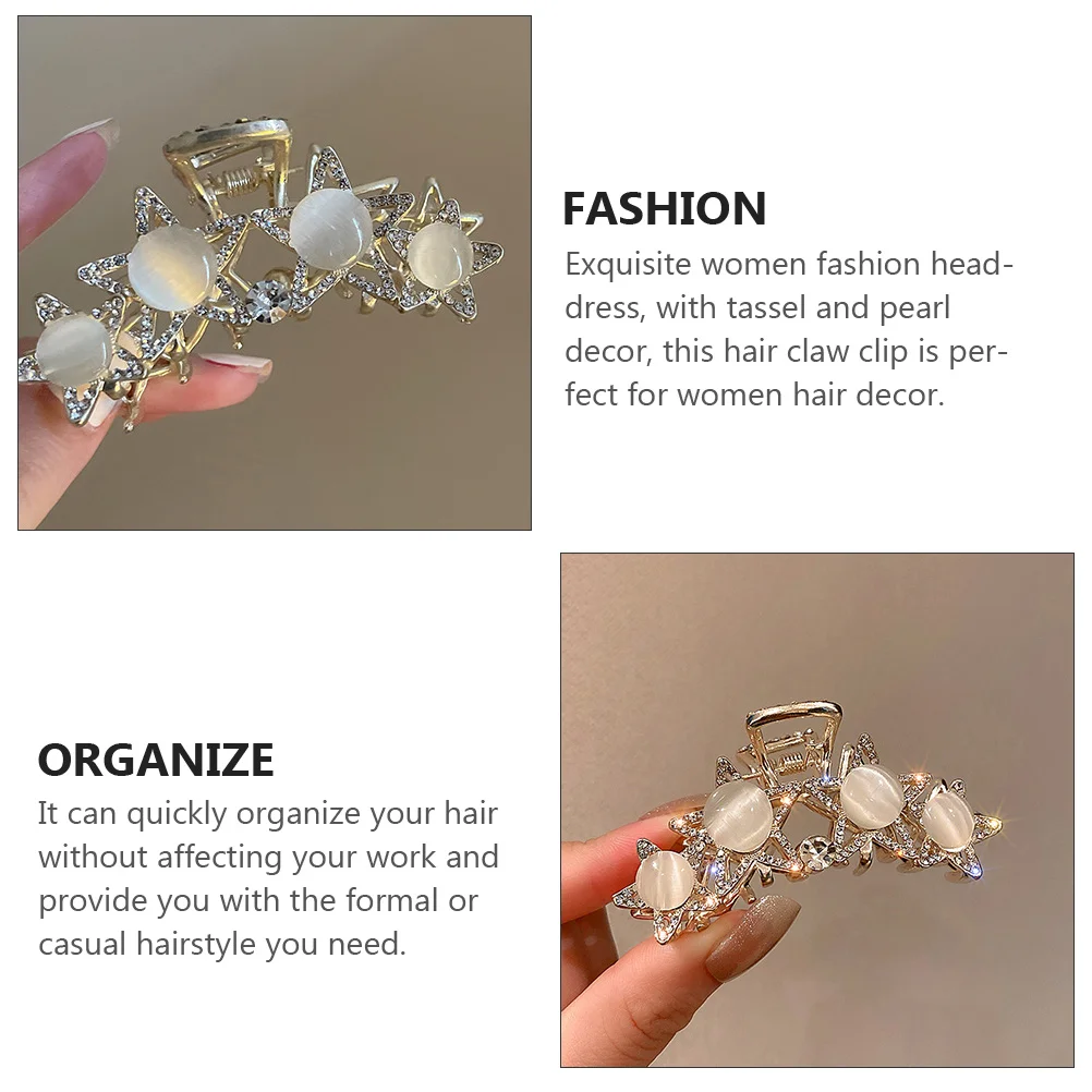 

High-Quality Rhinestone Cat Eye Hair Claw Clip Women Hair Accessories Exquisite Headdress Design