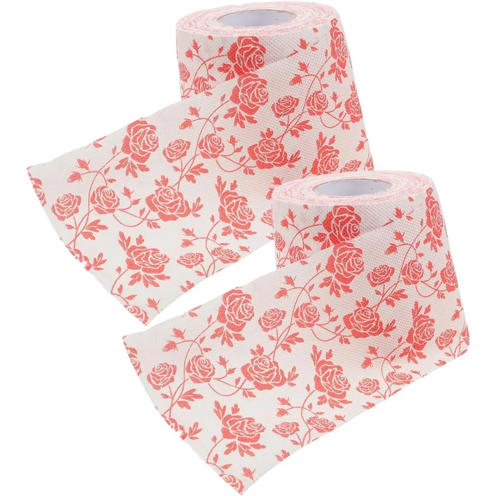 1PC Rose Flower Pattern Gift Creative Fun Roll Toilet Paper Original Wood Pulp Paper