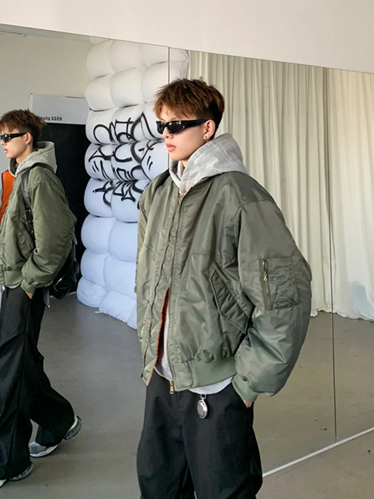 

American Sle MA Cotton Polyester Fce Lined ort Thiened Men's Autumn Winter Baseball Jaet Bomber Pilot Coat