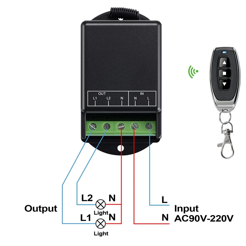 1 ชุด 433MHZ รีโมทคอนโทรล 2CH รีเลย์ RF รีโมทคอนโทรล AC 90 V-220 V 10A สําหรับปั๊มระบบรักษาความปลอดภัย