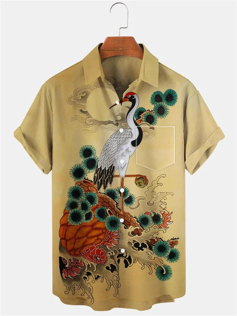 Men's color 3D printed checkered shirt hot selling casual fashion shirt loose men's short sleeved shirt