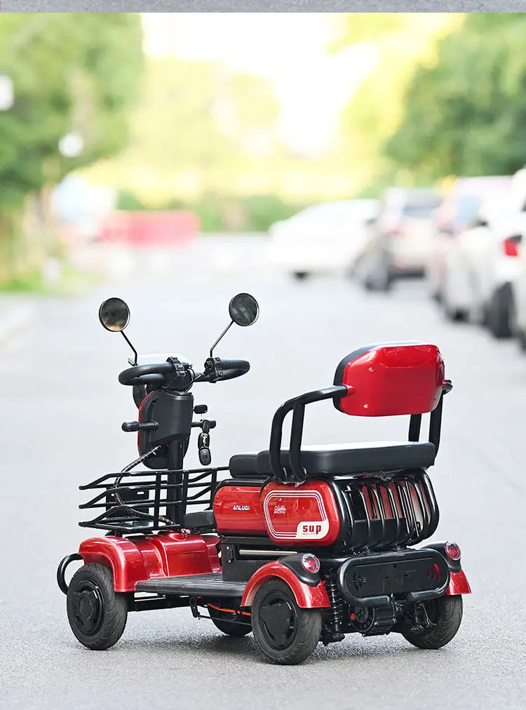 Electric 4-Wheeler 650W 48V 12Ah Lead-acid Battery Max Speed 25km/h Max Range 20km Stable Electric Quadricycle for Family Use