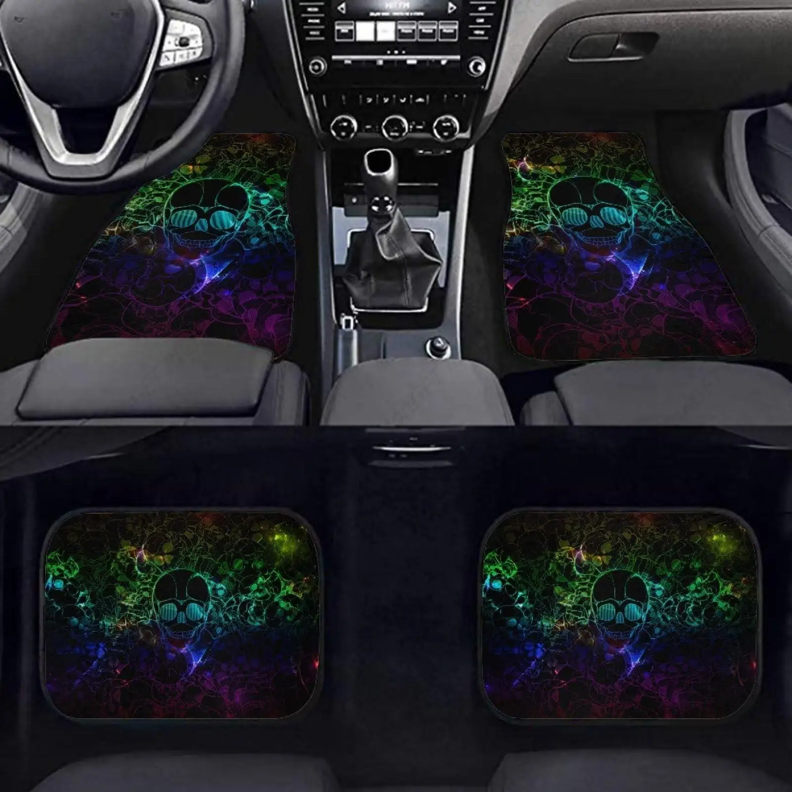 

Alfombrilla Negra Con Calavera Para El Suelo L Coche, Juego Completo 4-х детали, Alfombrillas Antislizantes Lanteras Y Traseras,
