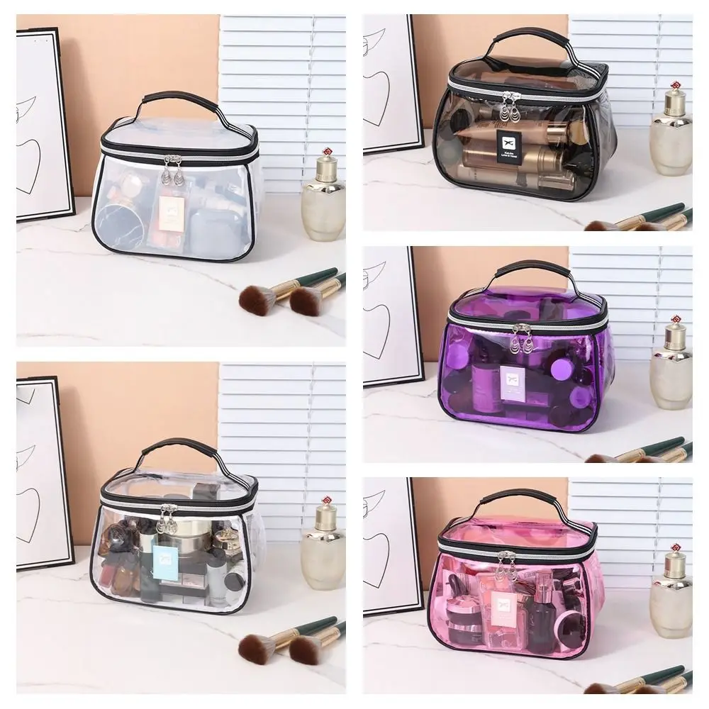 Borsa per cosmetici in PVC trasparente Borsa per trucco trasparente portatile in PVC Borsa per cosmetici impermeabile di grande capacità Shopping