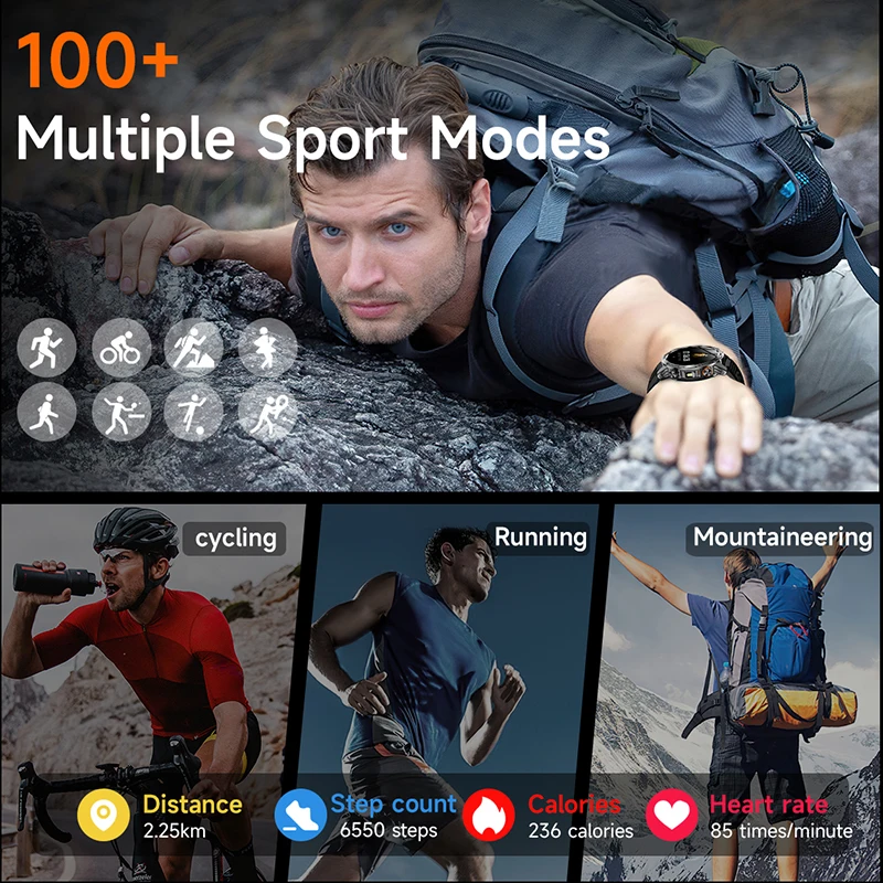 LIGE 1000mah طويل الاستعداد ساعة ذكية رجل مع شاشة AMOLED مصباح ليد جيب الرياضة IP68 مقاوم للماء بلوتوث دعوة Smartwatch الرجال