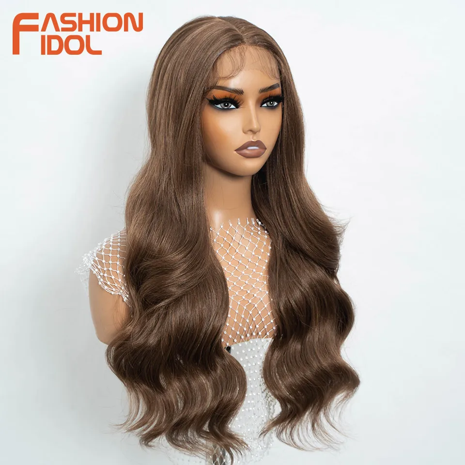 موضة المعبود 26 بوصة الجسم موجة 13*4*1 الدانتيل الباروكات للنساء مصبوغ الباروكات الاصطناعية مع شعر الطفل الباروكات أومبير براون الباروكات اليومية تأثيري