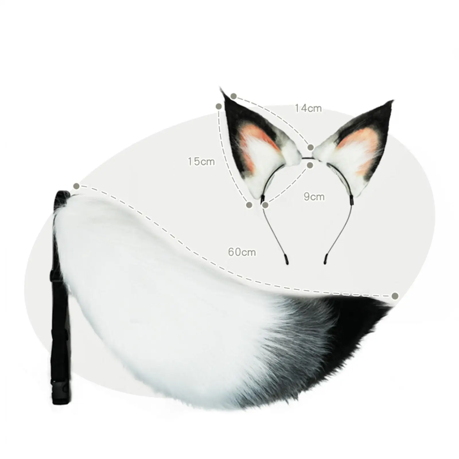 Women Girls Halloween Cosplay Accessories Featuring Plush Long Tails And Stylish Faux Fur Ear Clips Cosplay Play Costume
