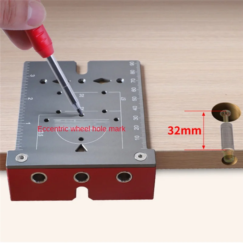 

B03C-35Mm Hinge Punching Locator Hinge Boring Jig With Inch Metric Scale Multi-Function Woodworking Drilling Locator-B Durable