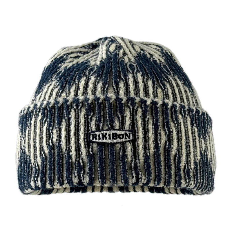 الرجعية اللون حجب عمودي مخطط نشمر محبوك قبعات للرجال والنساء قصيرة الدافئة والباردة واقية البلوز قبعات صوفية