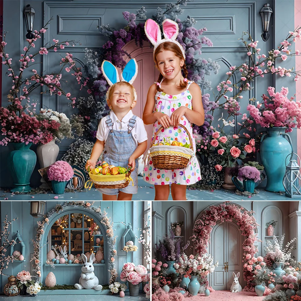 primavera-pascoa-flor-pano-de-fundo-arco-porta-coelho-ovos-floral-coelho-interior-criancas-aniversario-bebe-retrato-fotografia-fundo-decoracao