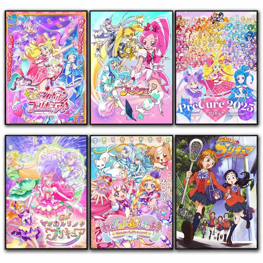 Cute Anime Pretty Cure Poster HD poster wall art self-stick no-residue for home cafe office great gift