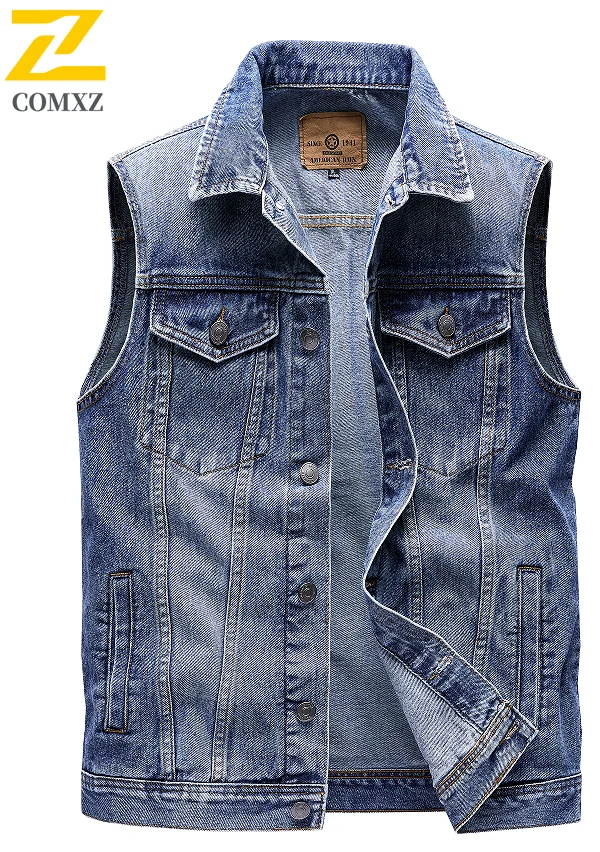 

Summer Men's Denim Vest Korean Version 2025 Fashionable Versatile Street Sleeveless Jacke Multiple Pockets Commuting Social Vest