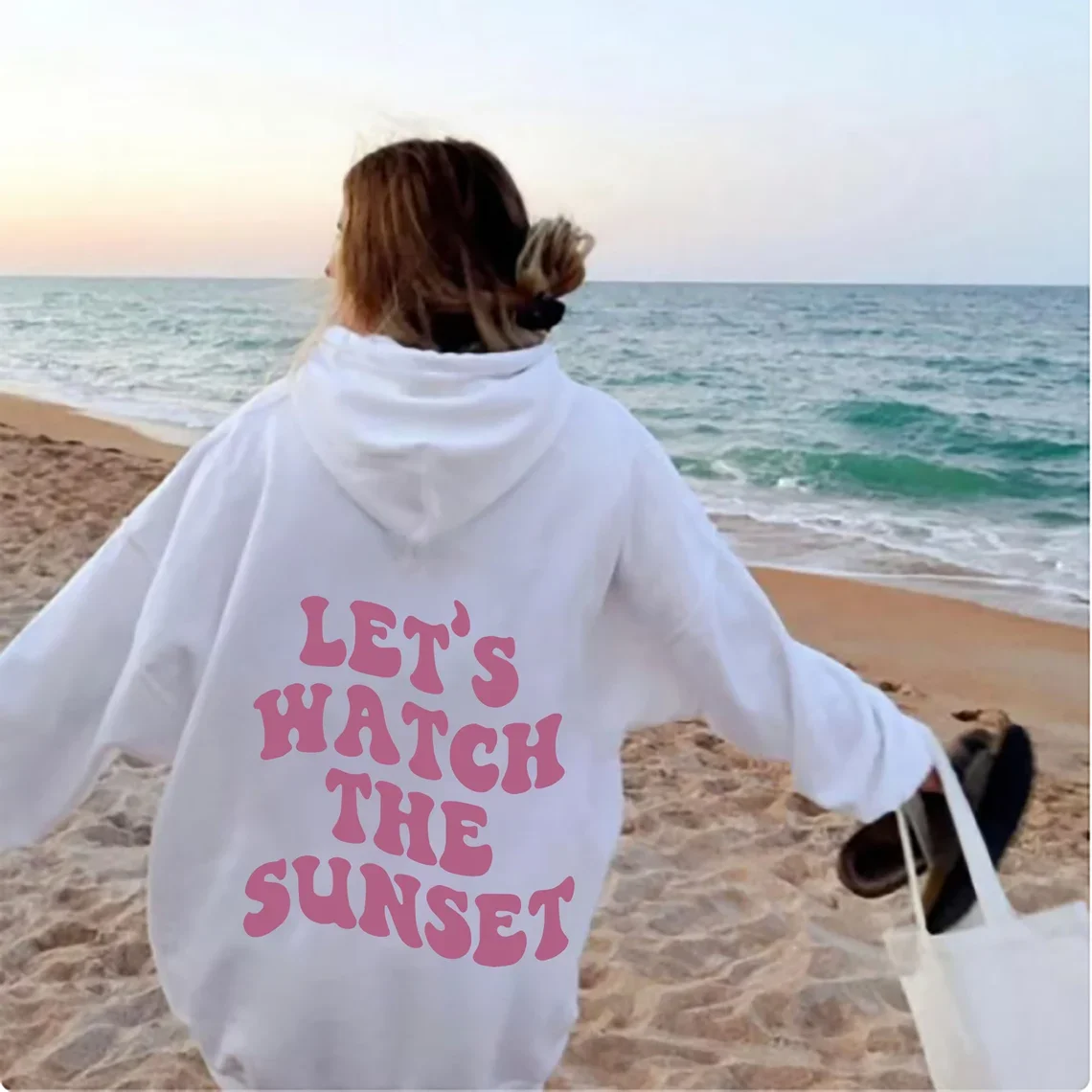 

Sugarbaby Let's Watch The Sunset On Back Sweatshirt Sunset Hoodie Trendy Aesthetic Cotton Sweater Women Outfit Drop Shipping