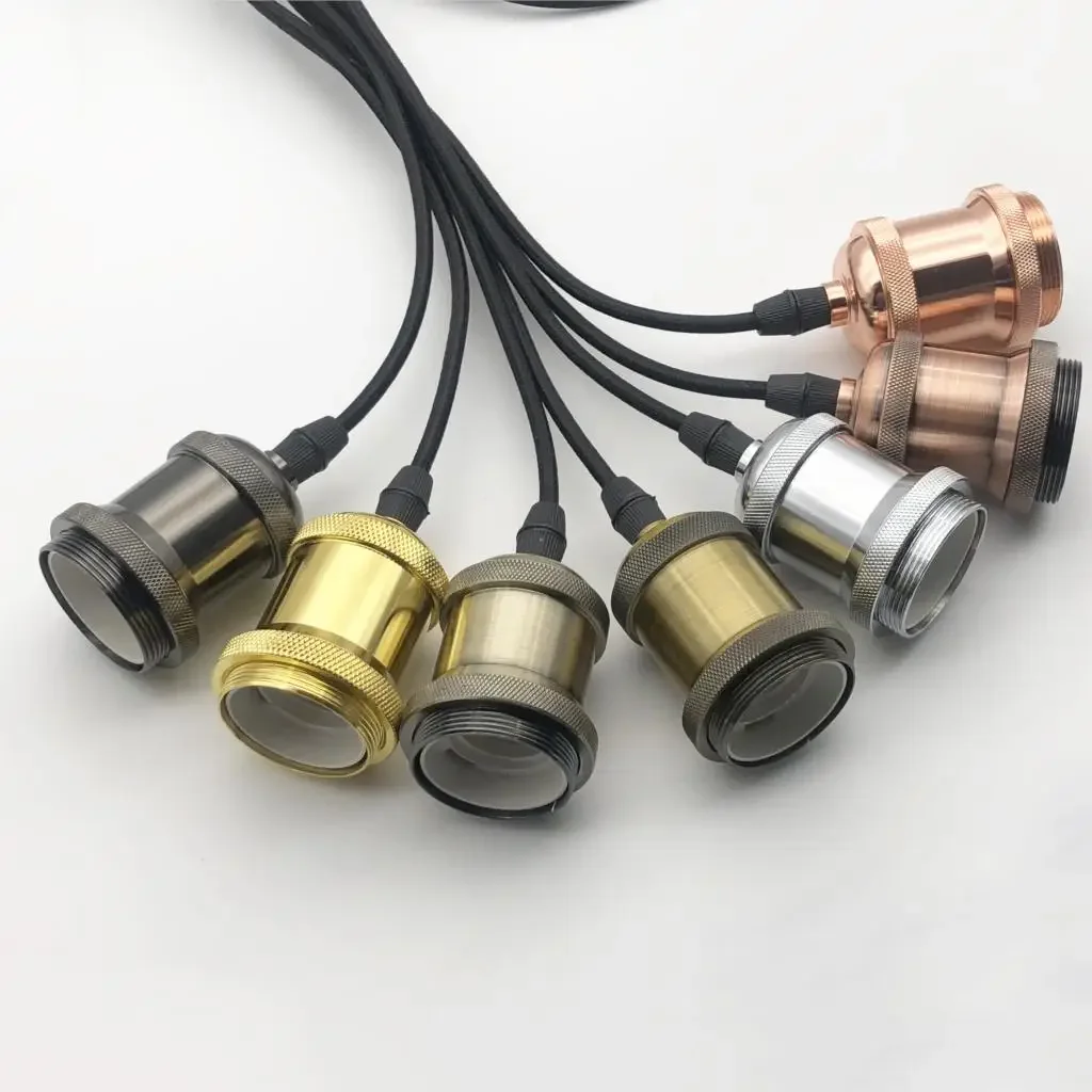 E27 المقبس قلادة أضواء لمبة خمر الرجعية اديسون مصباح المقبس المسمار قاعدة الألومنيوم ضوء الصناعية مصباح من طراز قديم حامل للمنزل